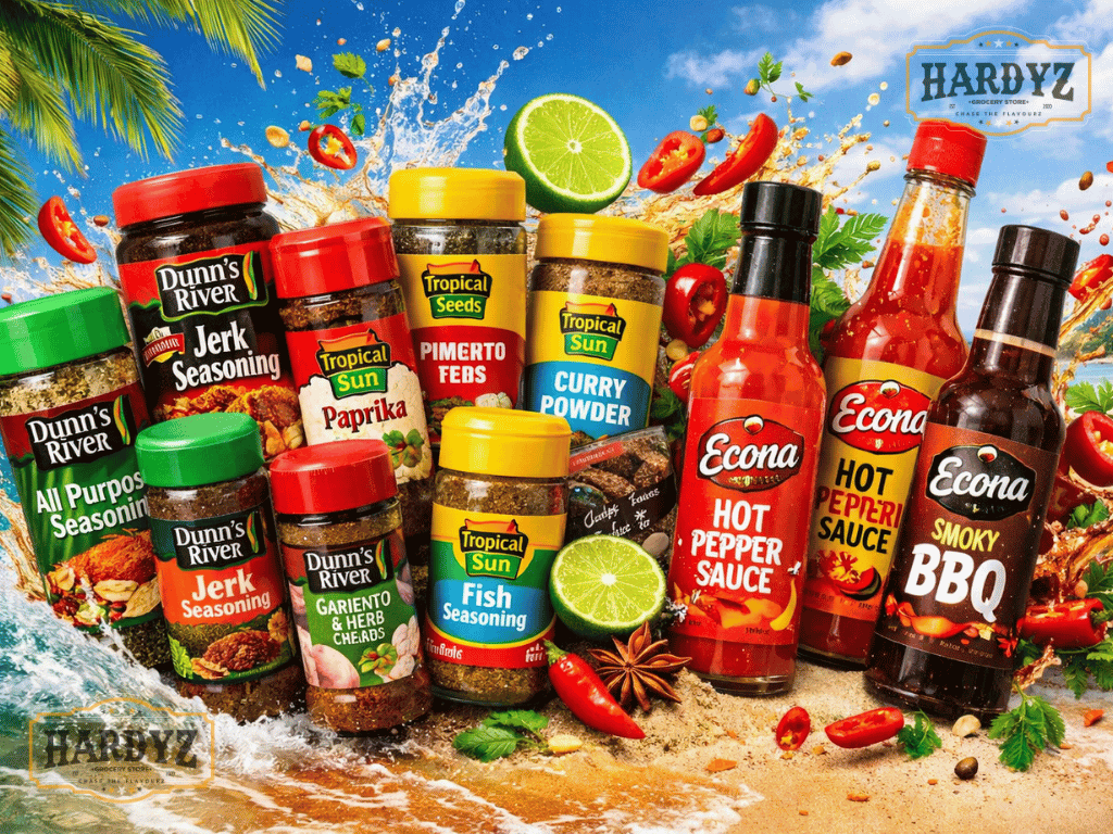 Jamaica Spices, sauces, drinks and food