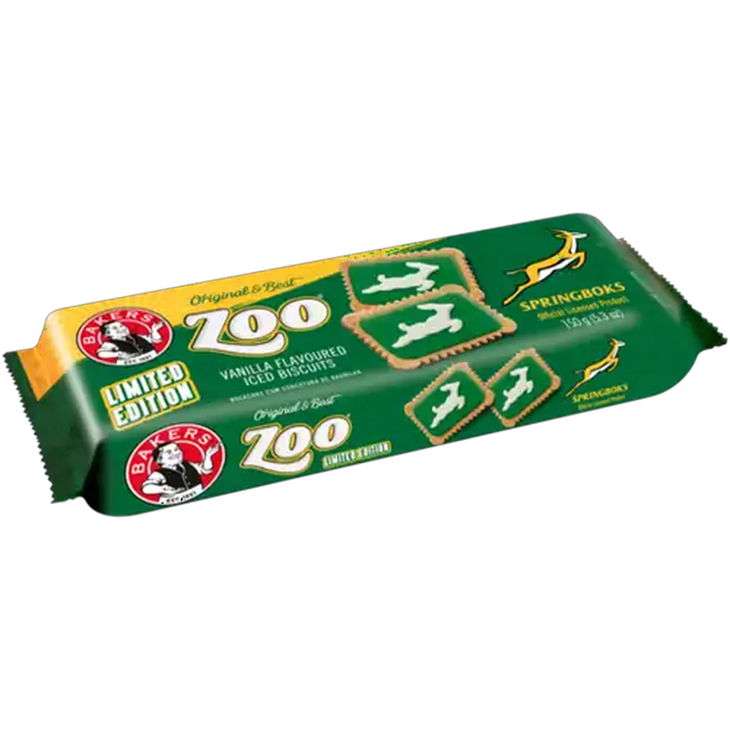 Bakers Iced Zoo Vanilla Springboks Limited Edition 150g BB 11/12/26